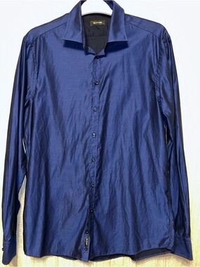 Men’s SAND Blue Button Shirt Classy Quiet Luxury {Size 43} LN